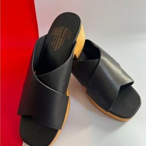 Charlotte Stone Amos Black Low Heeled Clog Sandal - Size 5